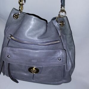 Coach Gray Leather Shoulder Bag